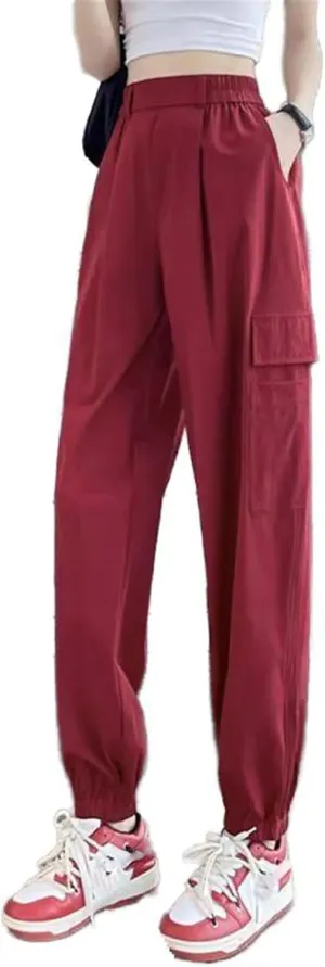 Women's Work Pants, Summer Thin High-Waisted Pants, Harem Sports Pants.