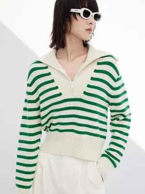 Wool Blend Striped Knit Top