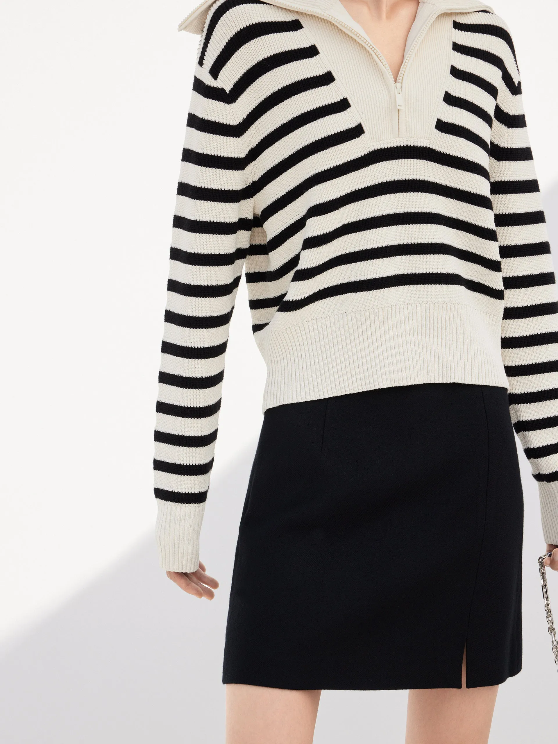 Wool Blend Striped Knit Top