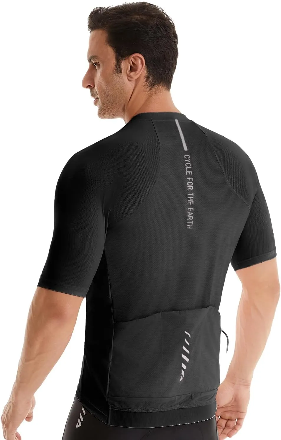 Wulibike Cycling Jersey Men Short Sleeve, Road Bike Jerseys Half Zipper with Pockets, Bicycle Clothing Breathable Quick Dry