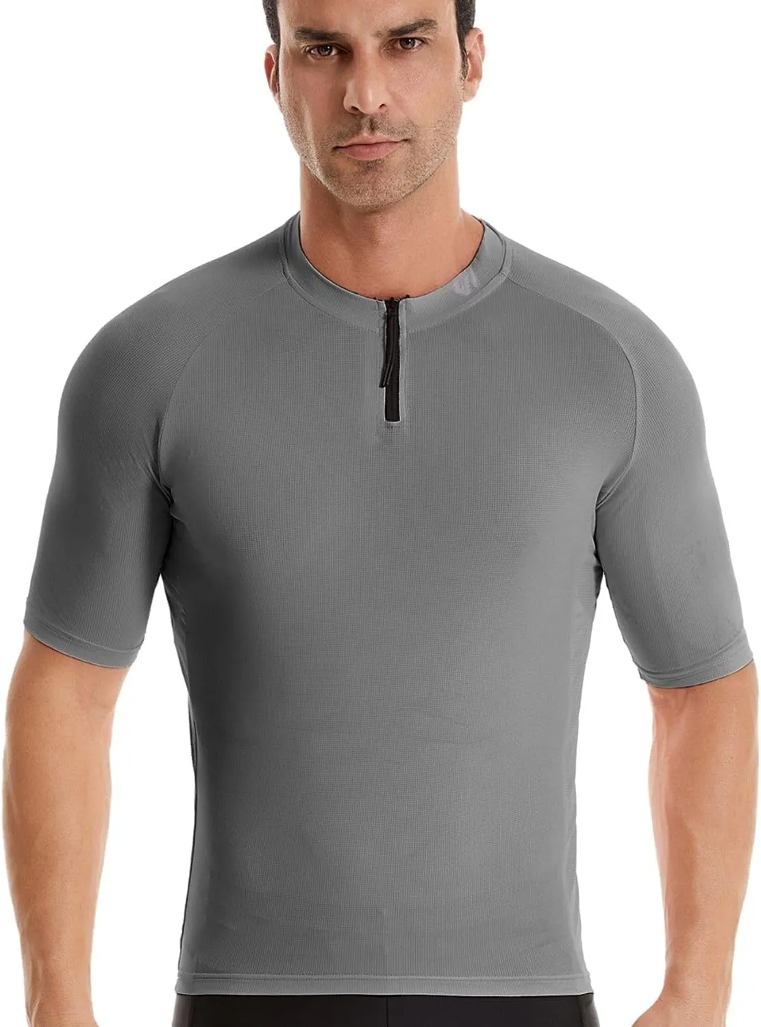 Wulibike Cycling Jersey Men Short Sleeve, Road Bike Jerseys Half Zipper with Pockets, Bicycle Clothing Breathable Quick Dry