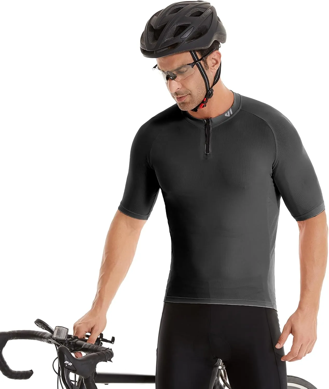 Wulibike Cycling Jersey Men Short Sleeve, Road Bike Jerseys Half Zipper with Pockets, Bicycle Clothing Breathable Quick Dry