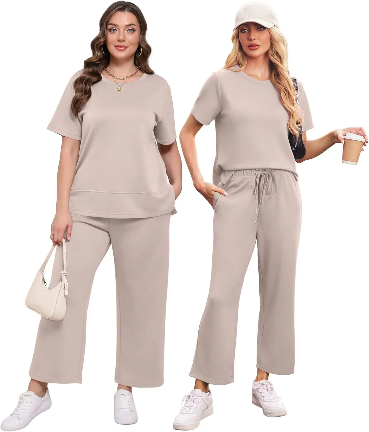 XIEERDUO Women's 2 Piece Lounge Set Fashion Travel Outfits Vacation Tracksuit Comfy Wide Leg Airport Loungewear S-3XL