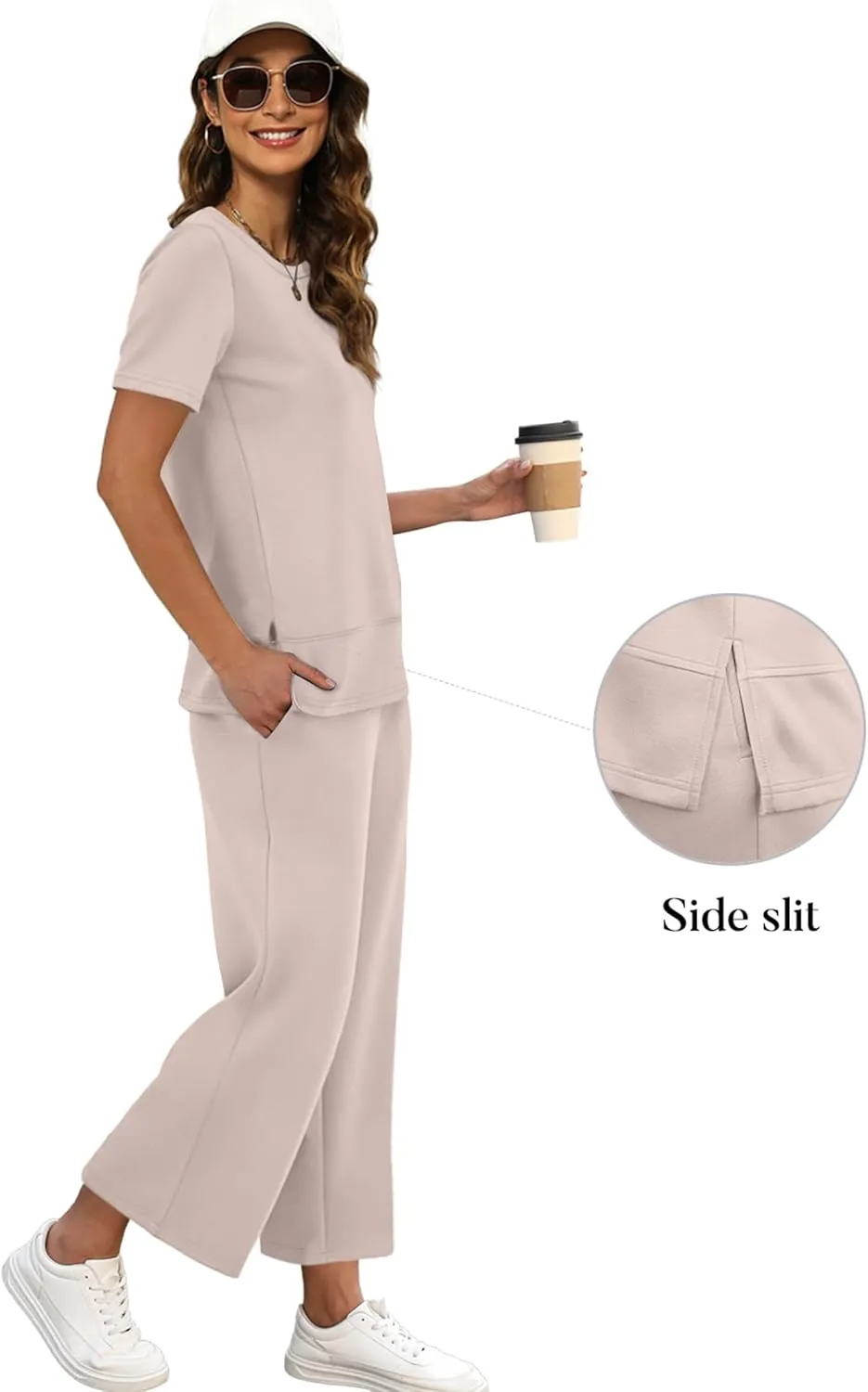 XIEERDUO Women's 2 Piece Lounge Set Fashion Travel Outfits Vacation Tracksuit Comfy Wide Leg Airport Loungewear S-3XL