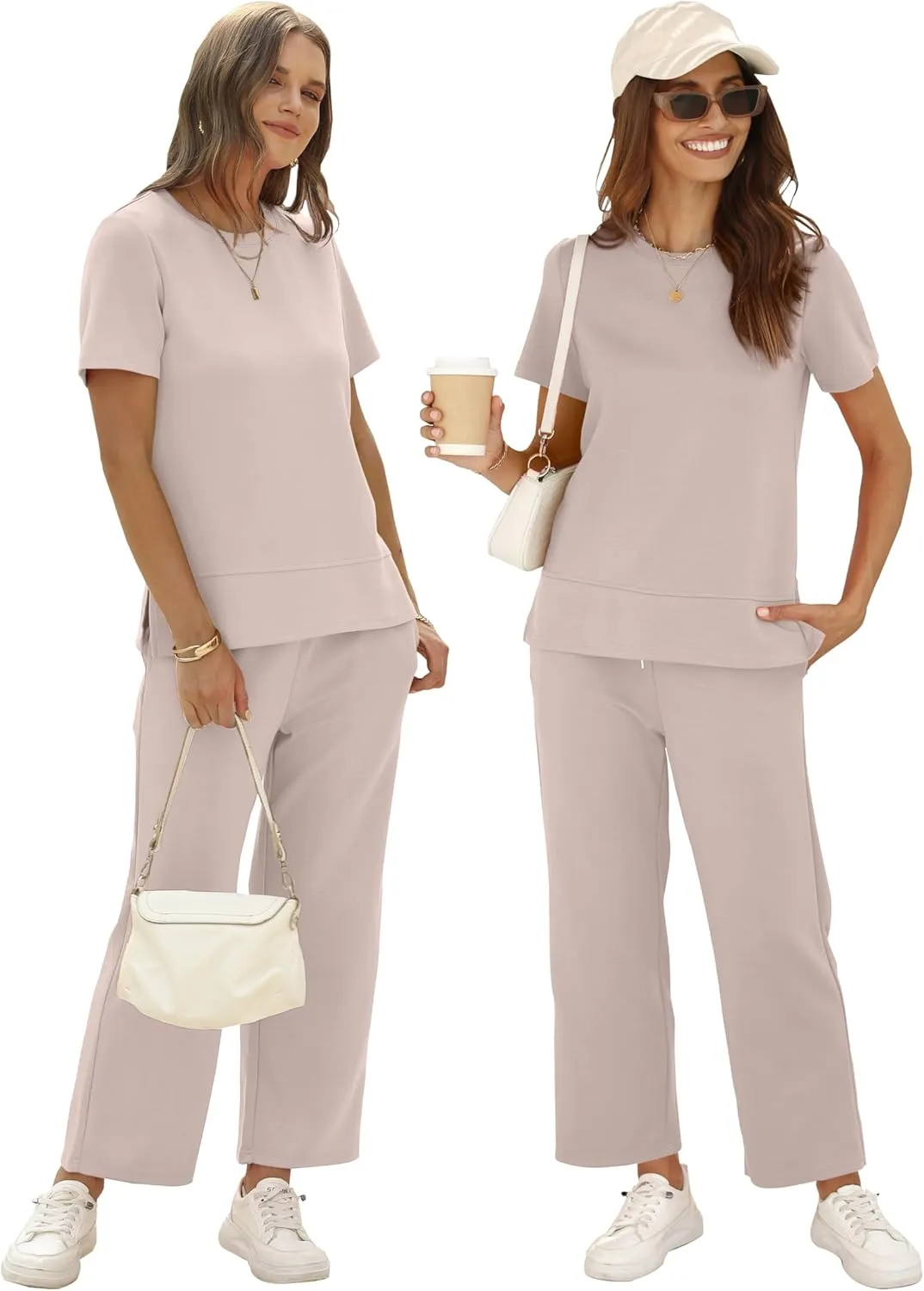XIEERDUO Women's 2 Piece Lounge Set Fashion Travel Outfits Vacation Tracksuit Comfy Wide Leg Airport Loungewear S-3XL