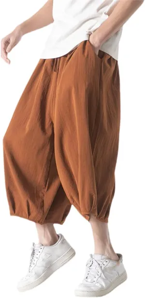 Xingfenly Men' Harem Pants Outdoor Sports Shorts Wide Leg Casual Korean Version of Jogging Street Trend
