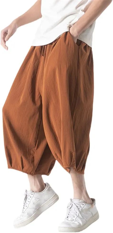 Xingfenly Men' Harem Pants Outdoor Sports Shorts Wide Leg Casual Korean Version of Jogging Street Trend