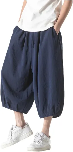 Xingfenly Men' Harem Pants Outdoor Sports Shorts Wide Leg Casual Korean Version of Jogging Street Trend