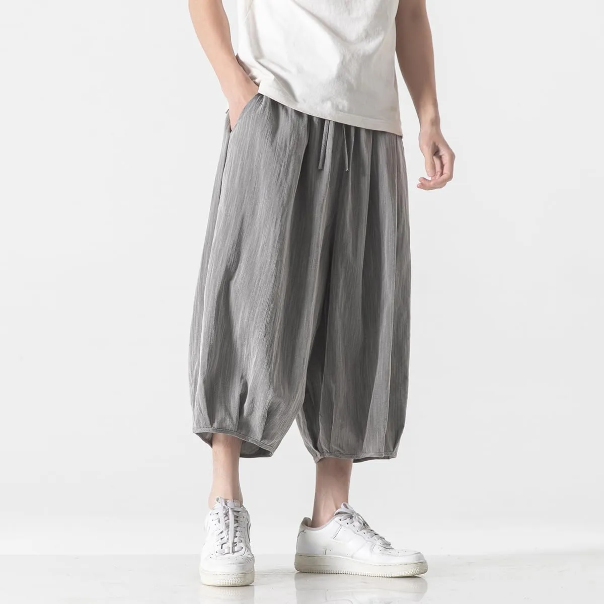Xingfenly Men' Harem Pants Outdoor Sports Shorts Wide Leg Casual Korean Version of Jogging Street Trend