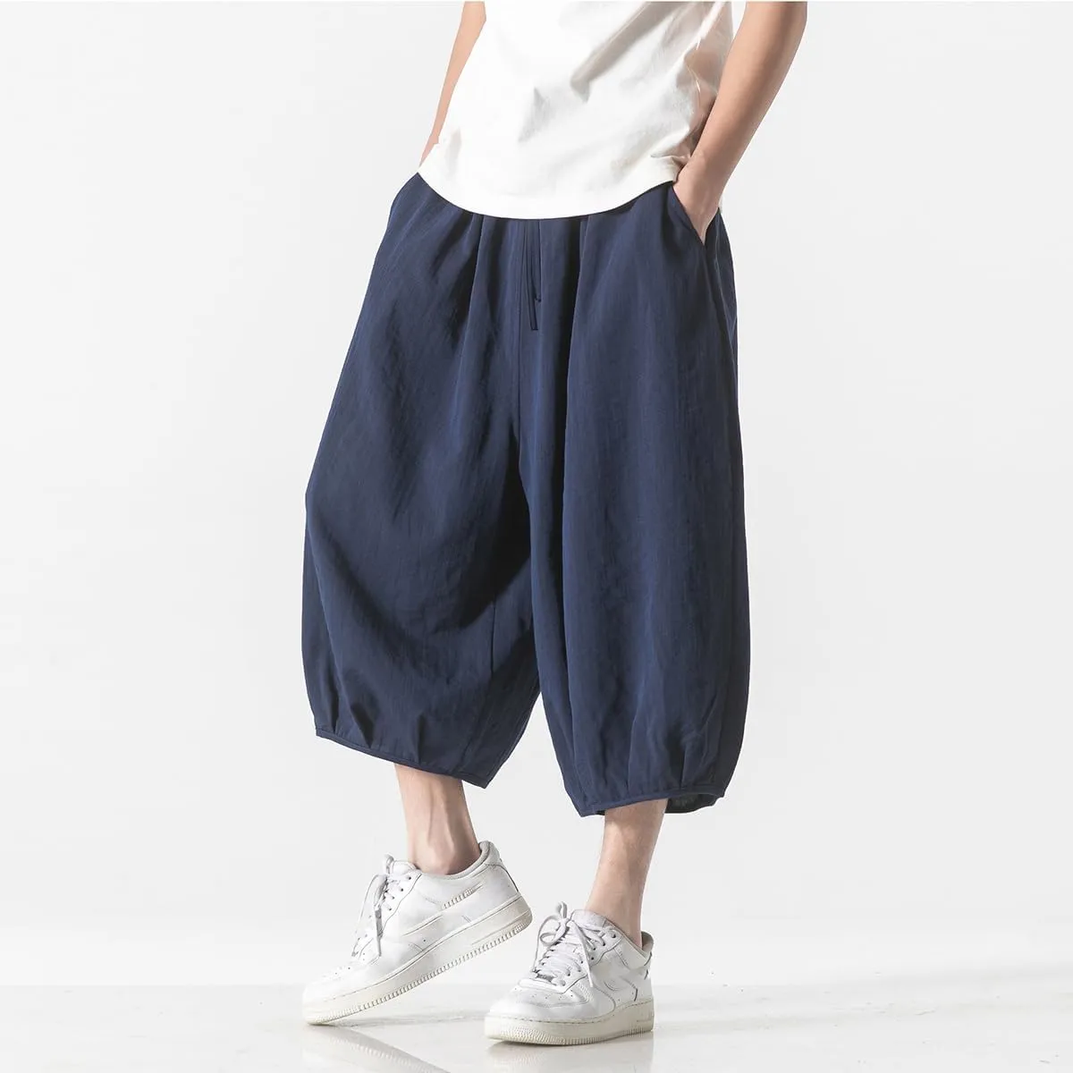 Xingfenly Men' Harem Pants Outdoor Sports Shorts Wide Leg Casual Korean Version of Jogging Street Trend