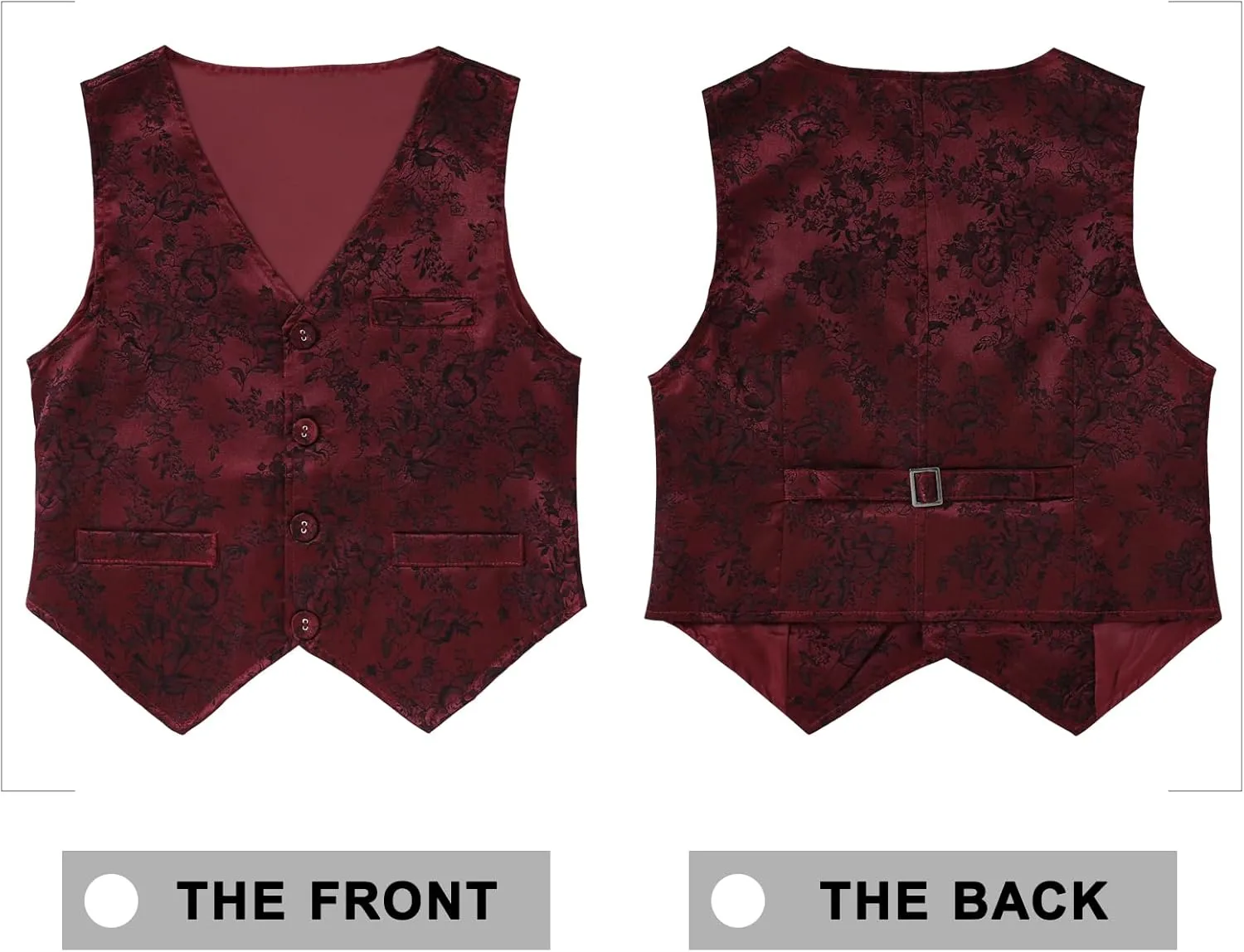 YALLET Boys Formal Vest Paisley Jacquard Necktie Bow tie Corsage Pocket Square Suit Waistcoat Set Wedding 5PCS
