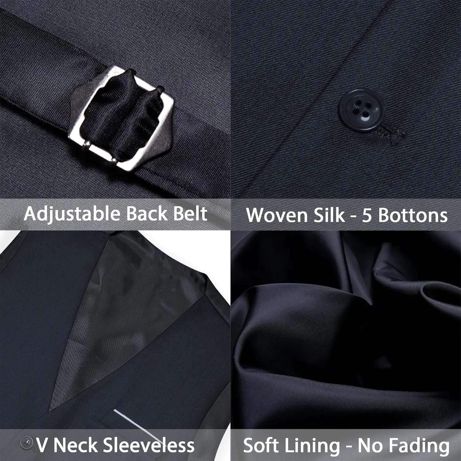 YOHOWA Men's Formal Suit Vest and Tie Set Business Casual Waistcoat Solid Colors Wedding Western Tuxedo Vest V-Neck