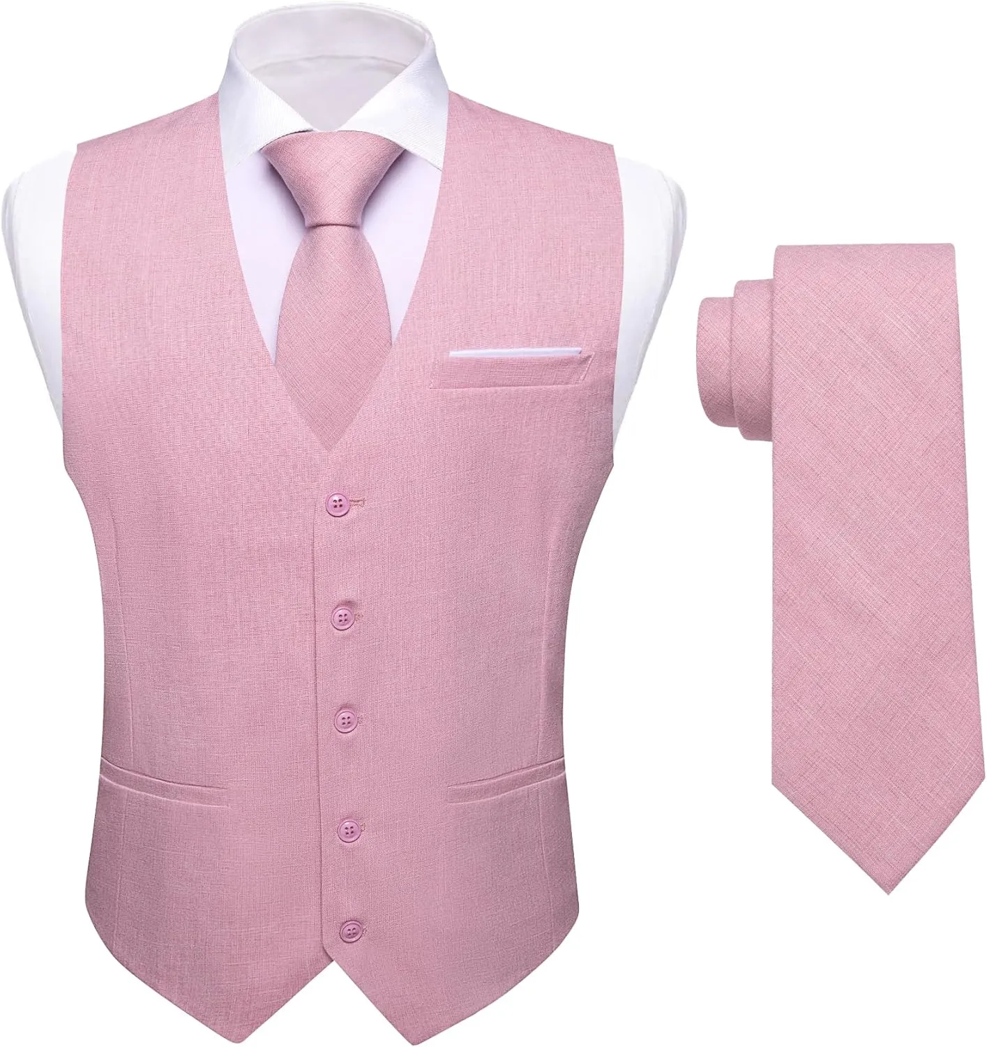 YOHOWA Men's Formal Suit Vest and Tie Set Business Casual Waistcoat Solid Colors Wedding Western Tuxedo Vest V-Neck