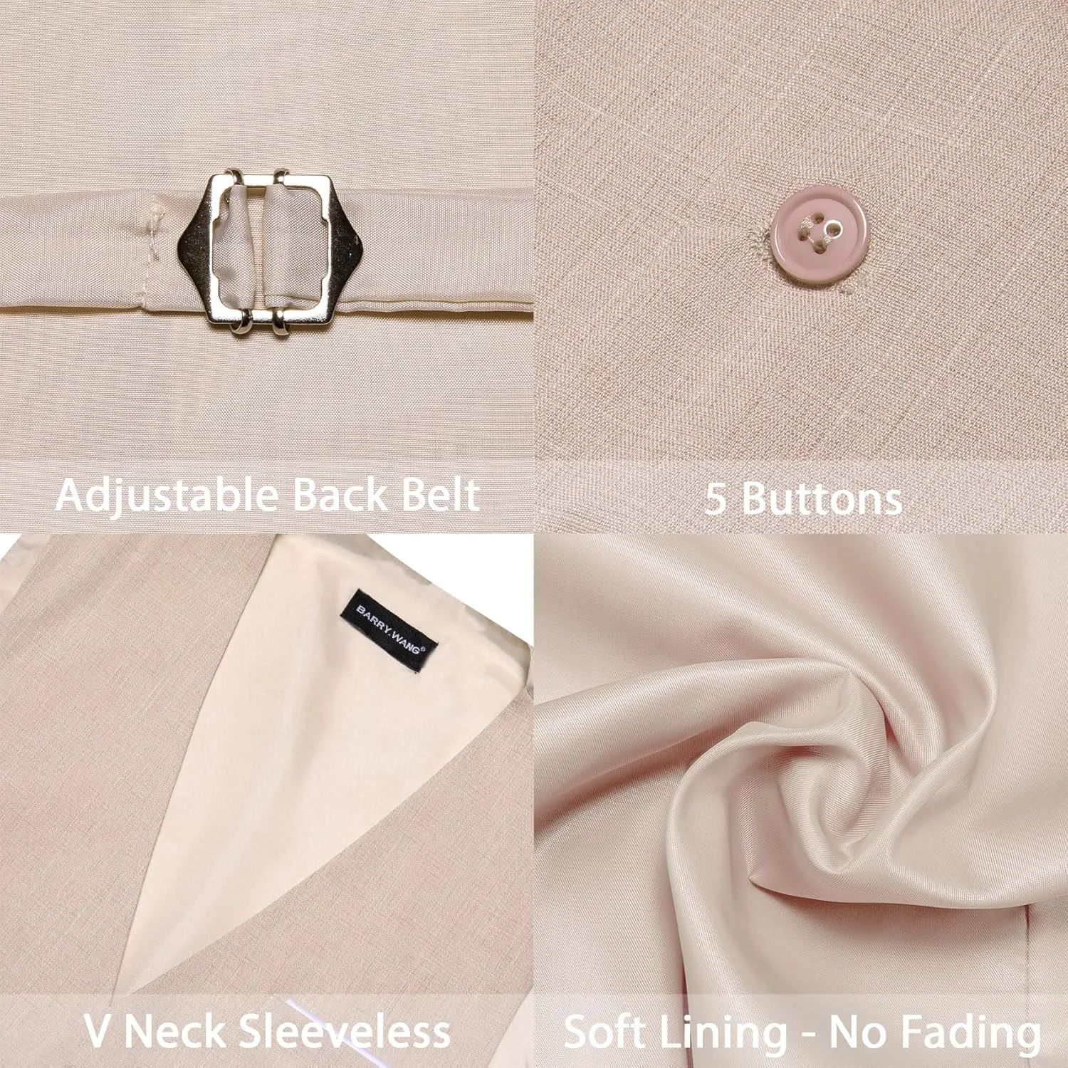 YOHOWA Men's Formal Suit Vest and Tie Set Business Casual Waistcoat Solid Colors Wedding Western Tuxedo Vest V-Neck