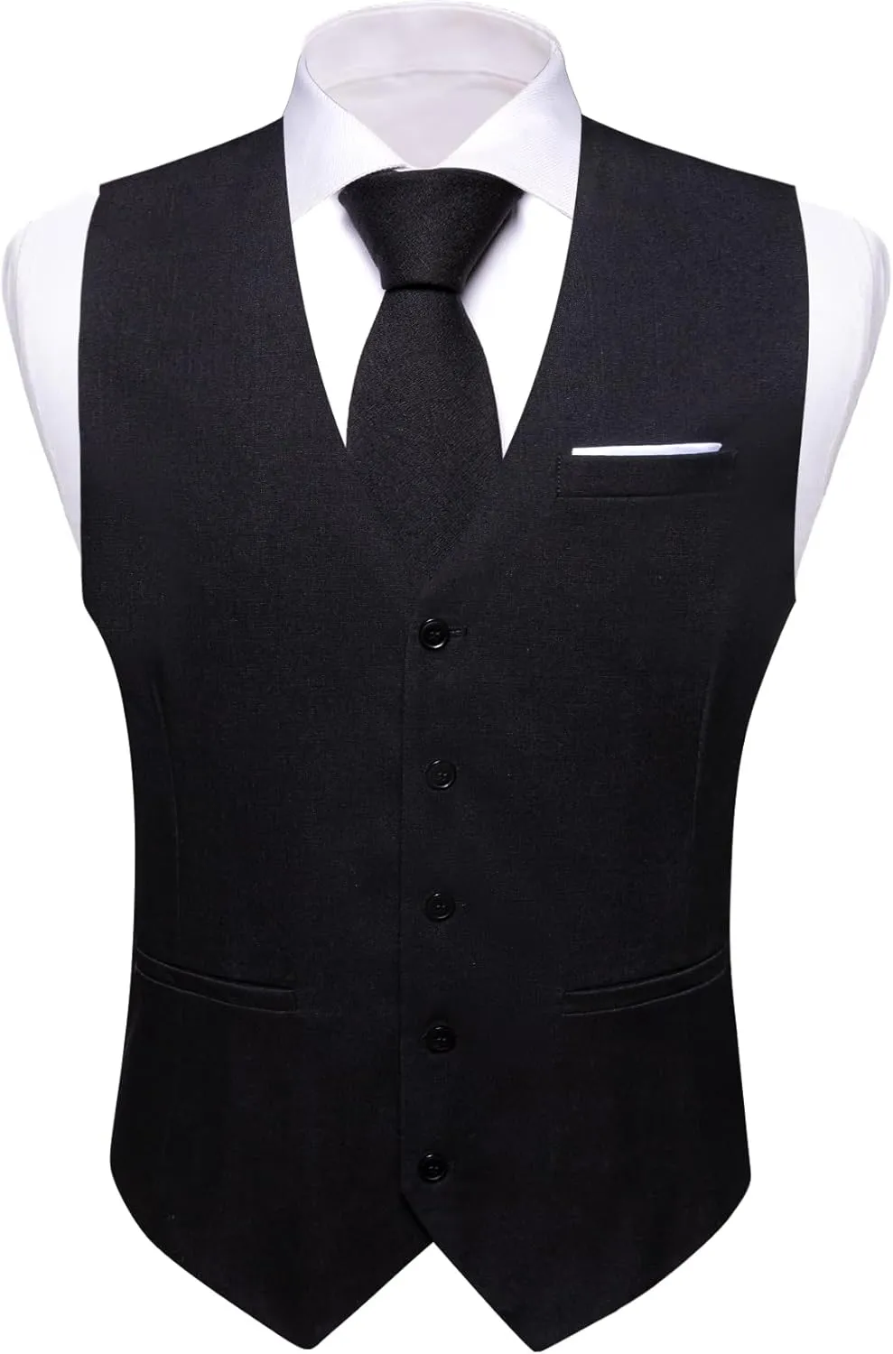 YOHOWA Men's Formal Suit Vest and Tie Set Business Casual Waistcoat Solid Colors Wedding Western Tuxedo Vest V-Neck