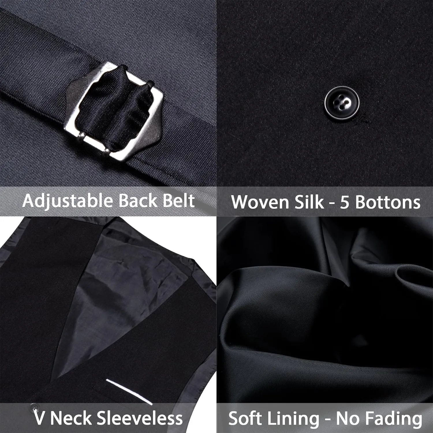 YOHOWA Men's Formal Suit Vest and Tie Set Business Casual Waistcoat Solid Colors Wedding Western Tuxedo Vest V-Neck