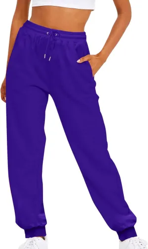 ZDRZK Womens Pants Casual Fleece Baggy Lace-Up Elastic Waist Jogger Sweatpants Bunched Feet Workout Lounge Trousers