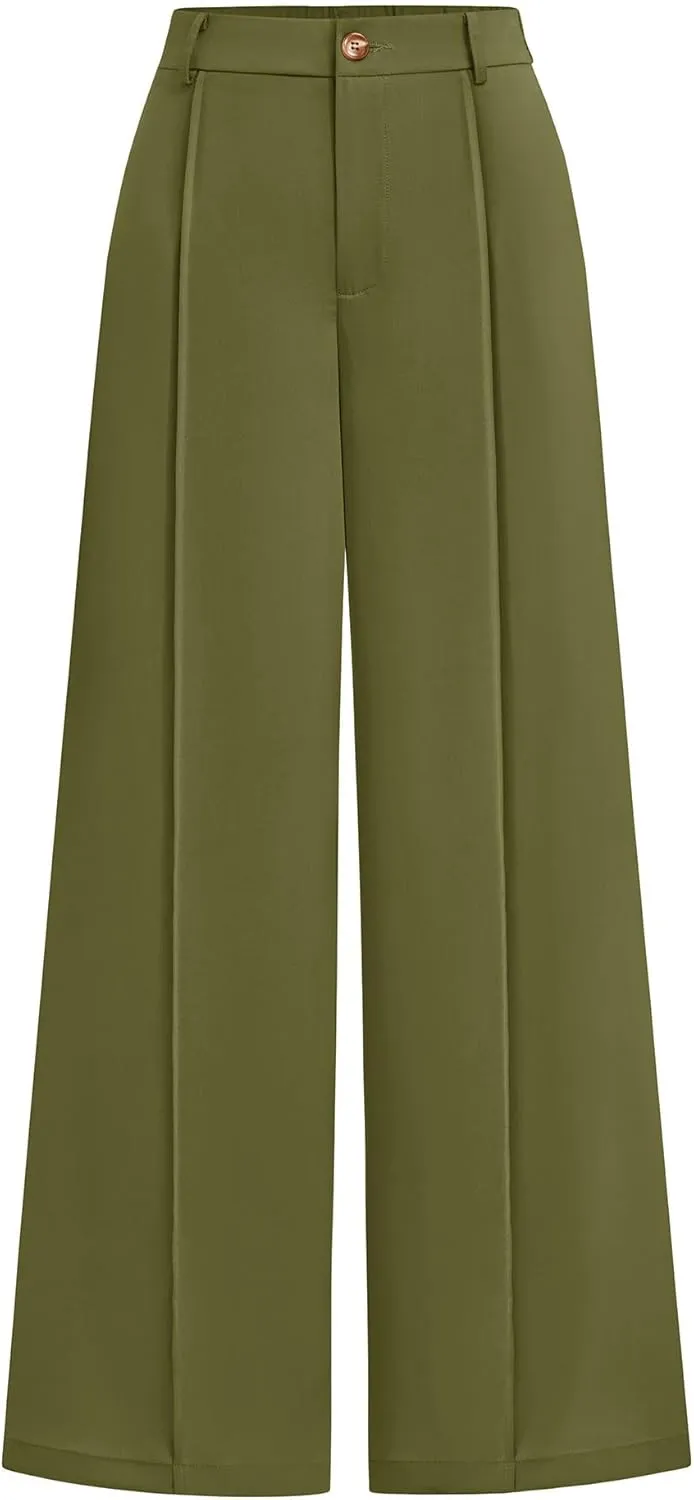 Zenlonr Womens Wide Leg Pants 2025 Casual High Waist Long Palazzo Trouser Loose Business Work Pants Summer Clothes